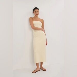 NWT DISSH Owen Cream Crepe Bandeau Dress with slit in back - Size XS